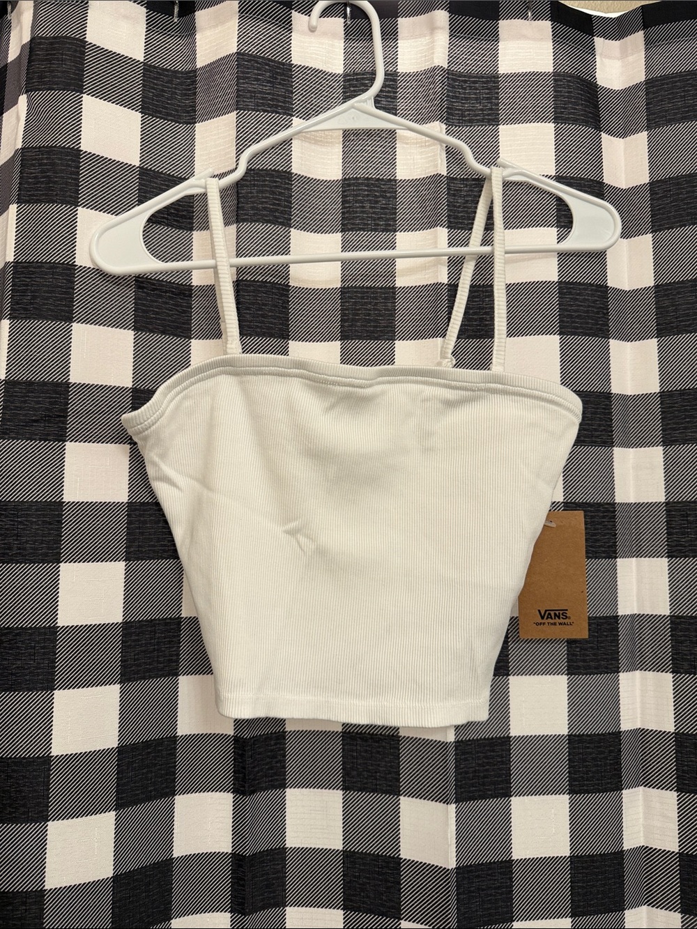 Vans White Ribbed Cropped Cami Top